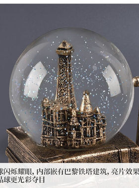 木丁丁水晶球音乐盒八音盒沙漏摆件客厅桌面摆件办公室装饰生日礼