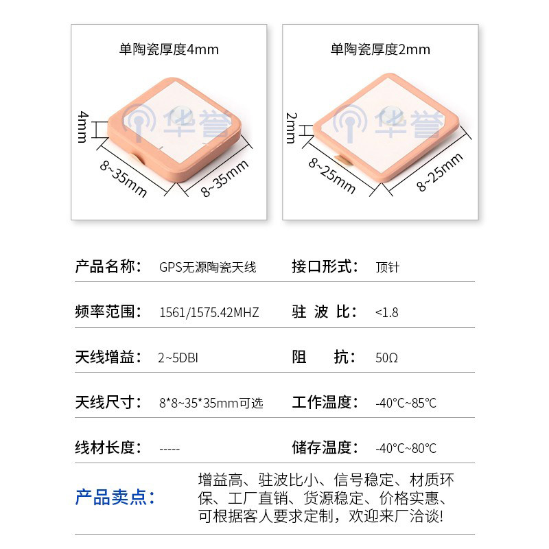 GPS北斗陶瓷片天线25*25/18*18无源天线1575M定位导航双模GPS天线,淘宝优惠券,粉丝福利购,淘宝优惠卷