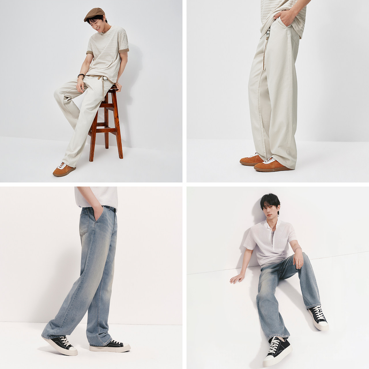 森柔|森马牛仔裤男夏薄款经典水洗直筒裤2026新款凉感显瘦长裤子