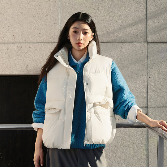 Semir water repellent solid color oversize cotton vest for women