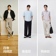 森马王安宇同款纯棉宽松直筒工装裤