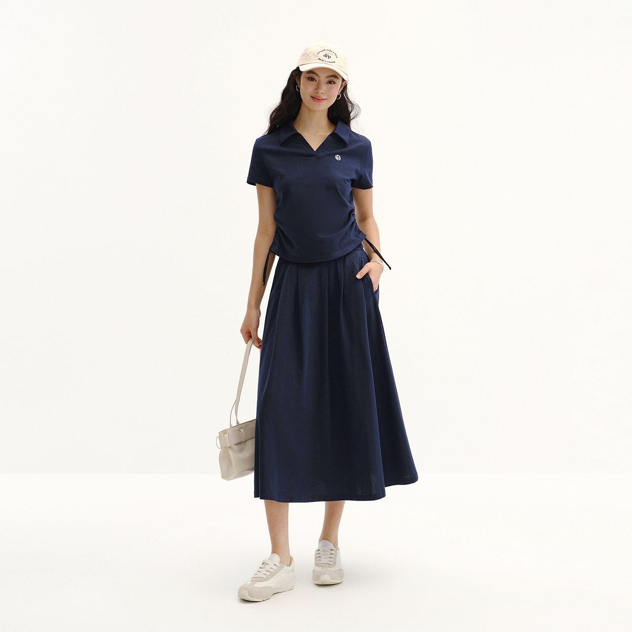 商场同款|森马套装女夏季纯棉polo衫伞裙2026新款简约通勤两件套