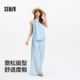 Semir suspender wide leg pants imitation linen texture suit for women
