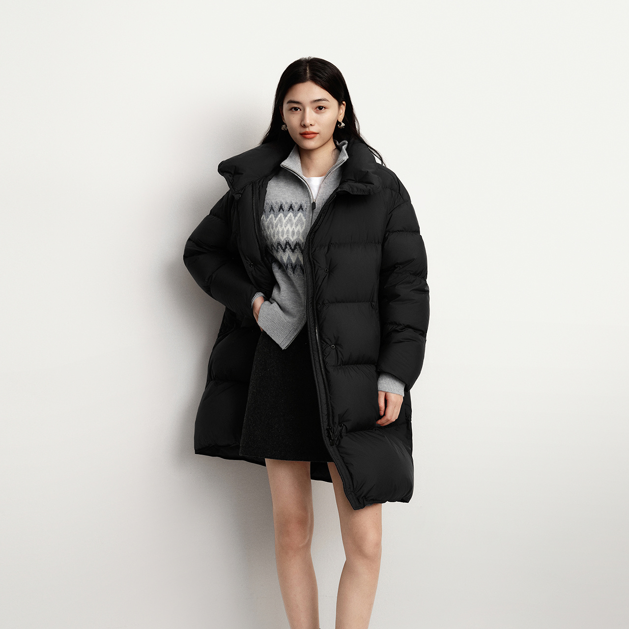 鹅绒|森马羽绒服女冬长款90绒子立领oversize三防2025新款面包服