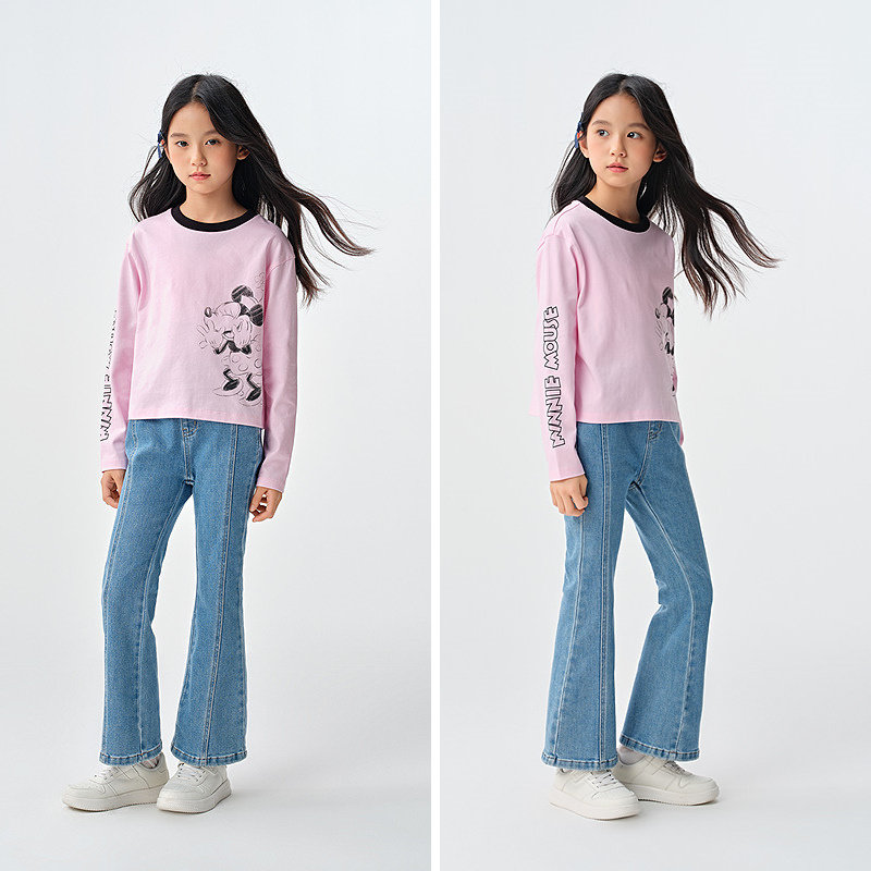 森马儿童牛仔裤2025春新款时髦复古微喇裤女童长裤显高显腿长裤子,淘宝优惠券,粉丝福利购,淘宝优惠卷