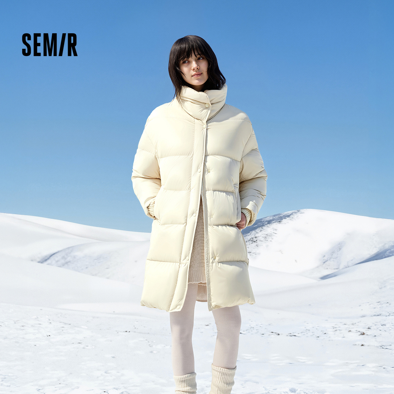 鹅绒|森马羽绒服女冬长款90绒子立领oversize三防2025新款面包服