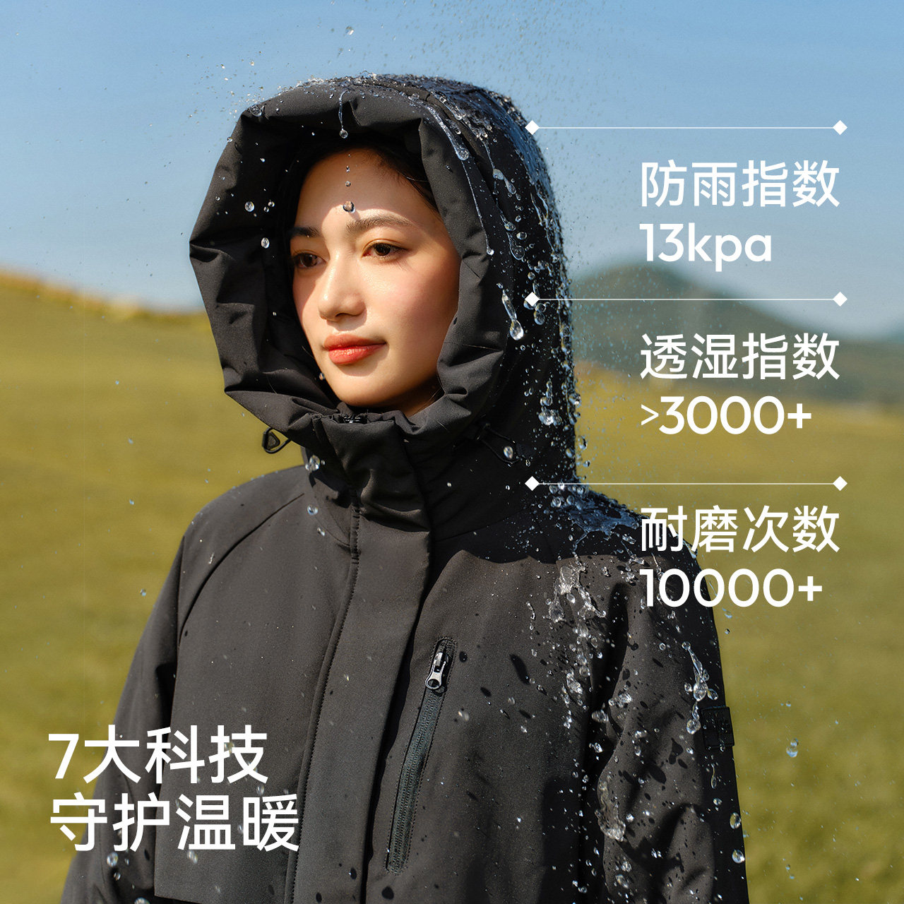 森马中国国家地理系列极寒鹅绒羽绒服女三防中长款2024冬新款外套