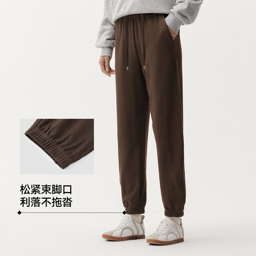 森马休闲裤女纯色松紧腰束脚卫裤女士潮流简约风秋季拼接长裤显瘦 - 图2