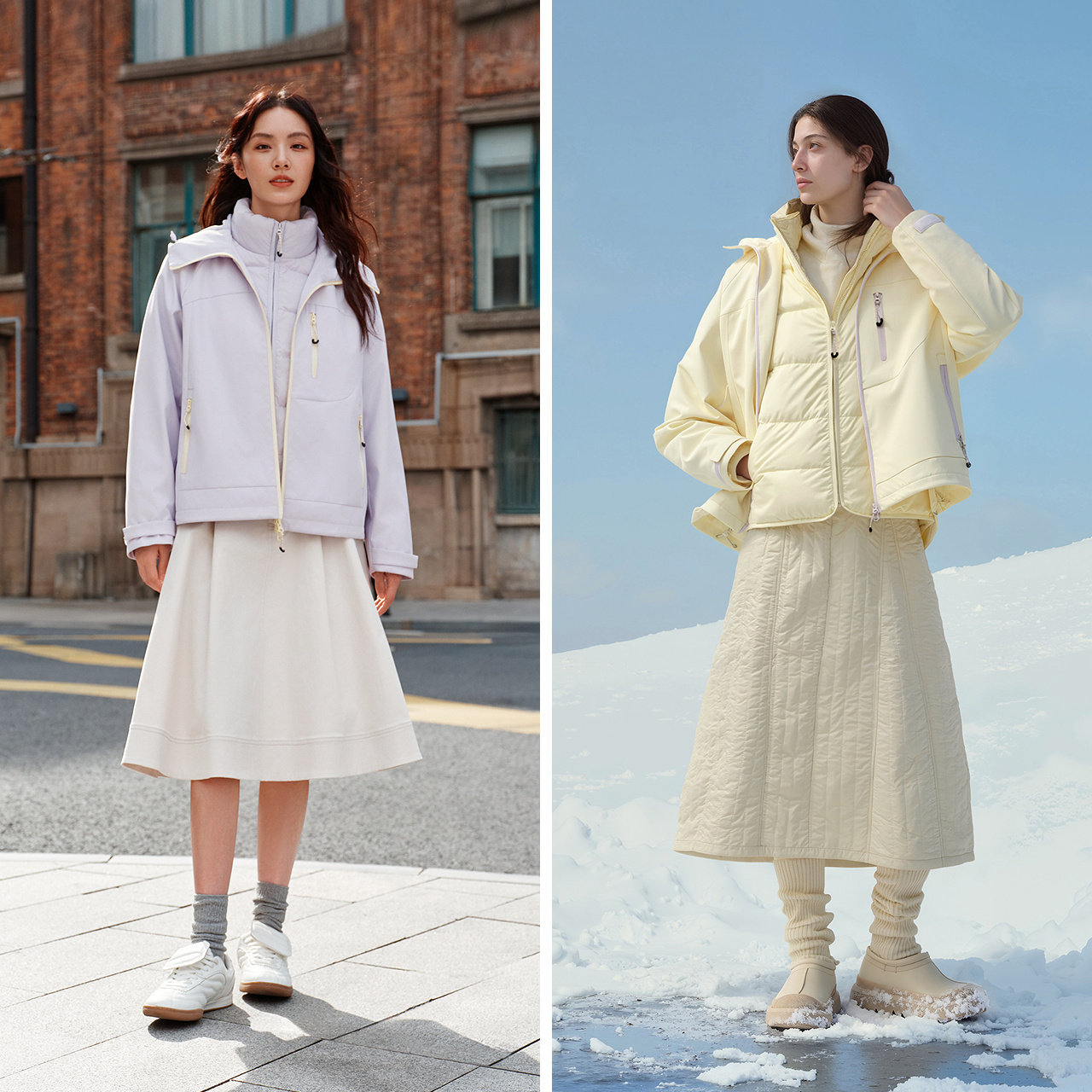 都市护身服|森马羽绒服女冬季90绒子三防防风2025新款潮流两件套