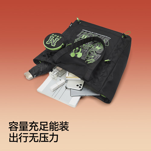 森马托特袋男迪士尼联名2025新款大容量单肩包卡通印花手提包情侣 - 图1