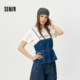 Semir letter T-shirt hollow denim suspender suit ສໍາລັບແມ່ຍິງ