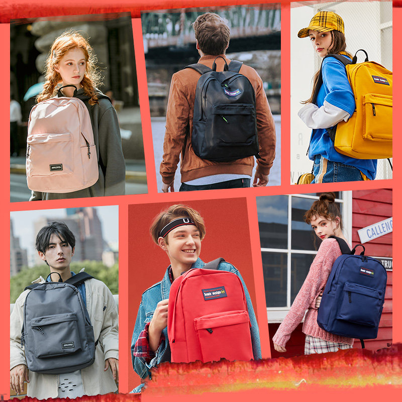 森马女简约旅行中学生大容量双肩包 森马双肩背包