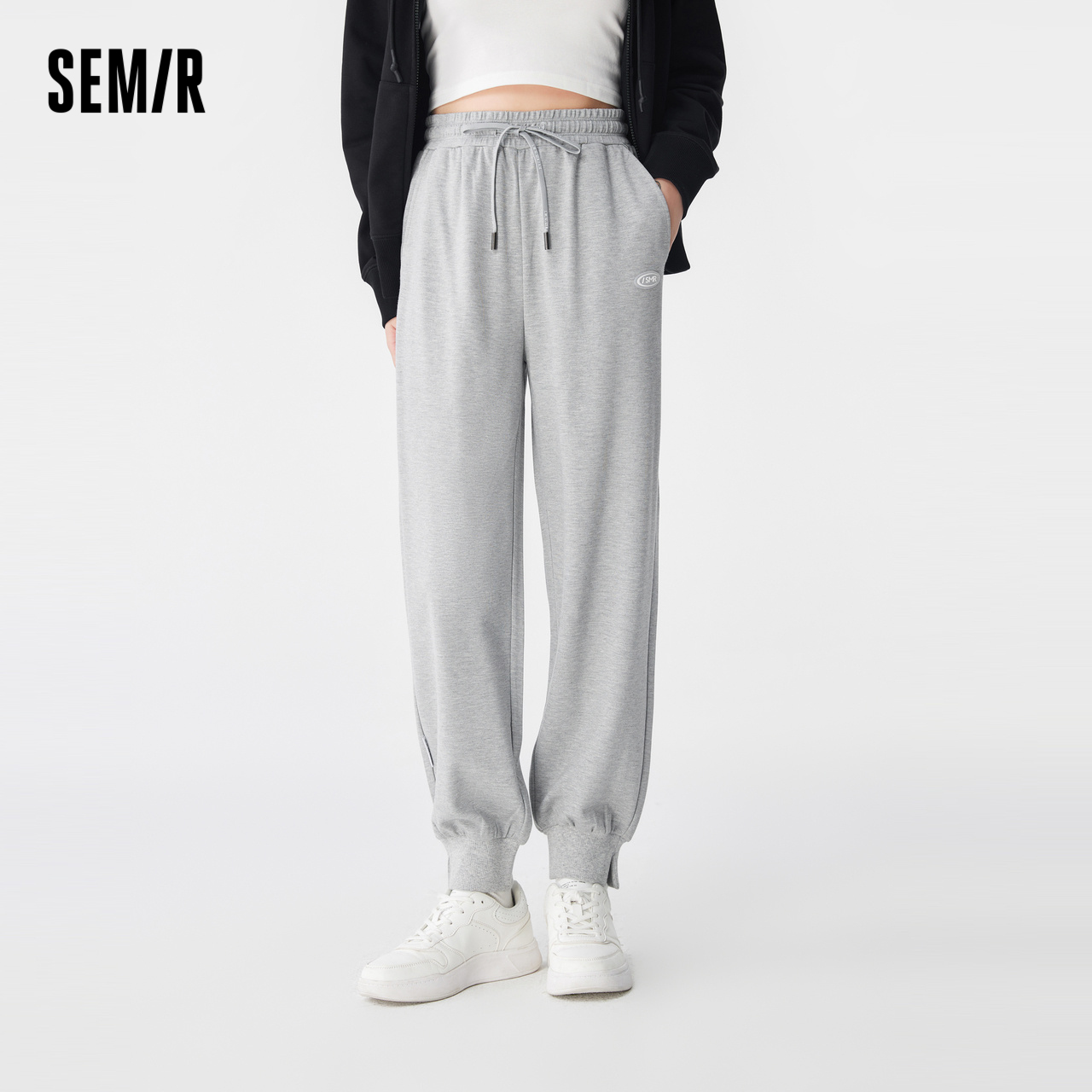 森马休闲裤女开叉束脚九分裤小个子秋季质感