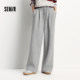 森马休闲裤女冬季宽松白色裤子仿呢阔腿裤垂感2025新款慵懒糯米裤