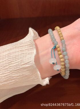 新中式天然石ins莲花手串双层水晶百搭小众拼接清新高级少女原创