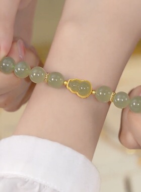 福禄手链女ins小众设计新款福禄仿和田玉手串女轻奢复古直播手饰