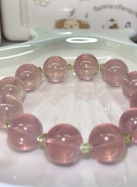 樱桃粉仿粉水晶手串清新甜美冰透手串夏季新款手链女高级感女生