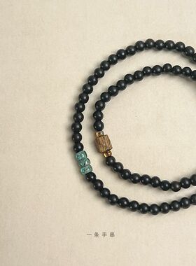 原创小众黑檀木手链奇楠沉香简约木质佛珠手串6mm小珠两圈细款女