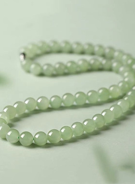 新款仿和田玉青白玉项链青海青玉玉石珠子佛珠玉石女气质新款冰晴