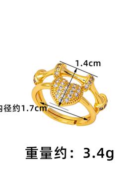 镶锆爱心方糖竹节戒指女款