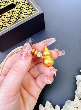 古法沙金葫芦吊坠国潮风项链