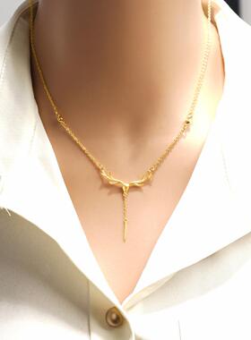 简约鹿角吊坠女士锁骨链