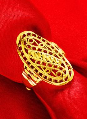 越南金开口戒指女仿黄金花戒