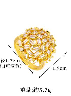 古法沙金雪花镶钻绣球戒指