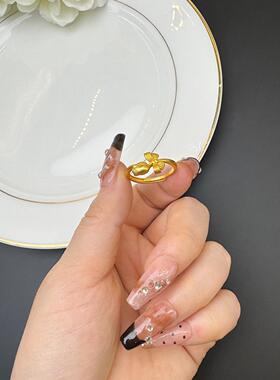越南沙金蝴蝶花朵开口戒指