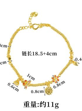 国潮古法沙金复古手链女