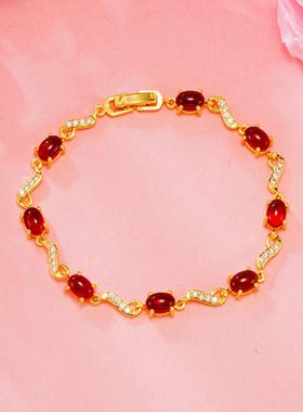 仿24k黄金镶彩锆石女手链