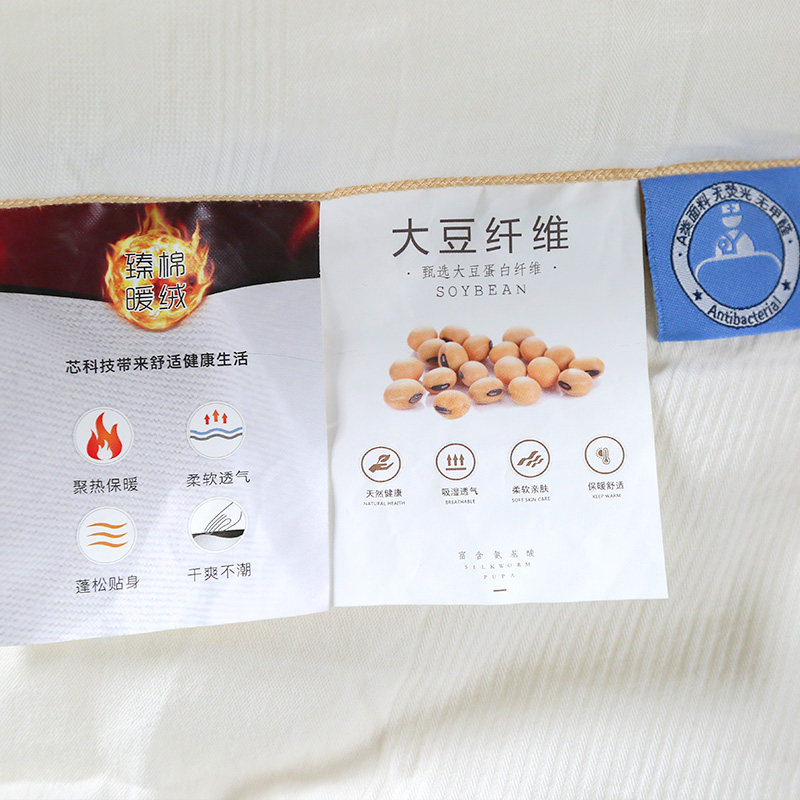 黛富妮A类面料大豆春秋被全棉抑菌被子夏季薄被芯保暖四季双人被