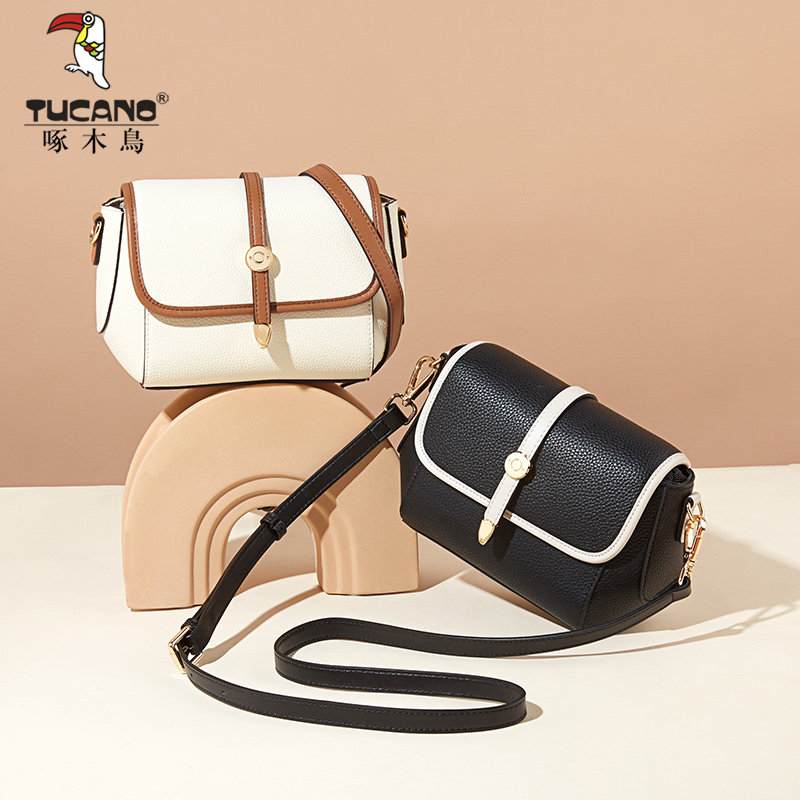 啄木鸟真皮2023新款法式小众斜挎包 啄木鸟女士包袋
