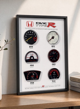 本田Civic Type R仪表盘进化相框车迷礼物汽车文化装饰画桌面摆件