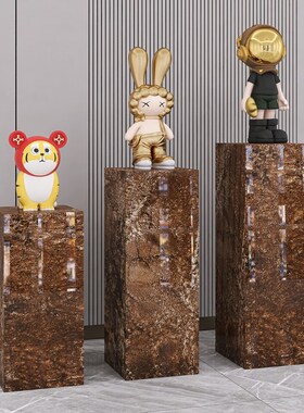 现代轻奢高级奢石岩板花架大摆件酒店客厅玄关简约落地装饰艺术品