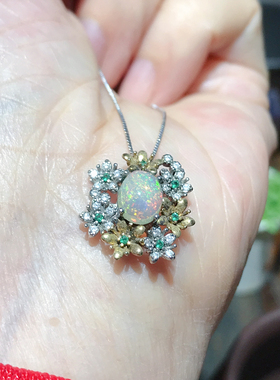 炫彩欧泊吊坠女小众设计感高级轻奢精致闺蜜礼物送女友