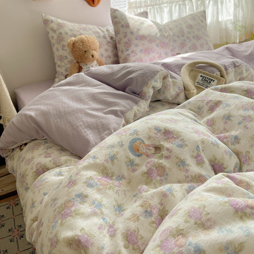 A类床上用品四件套纯棉全棉2025新款床单被套被罩学生宿舍三件套4 - 图1