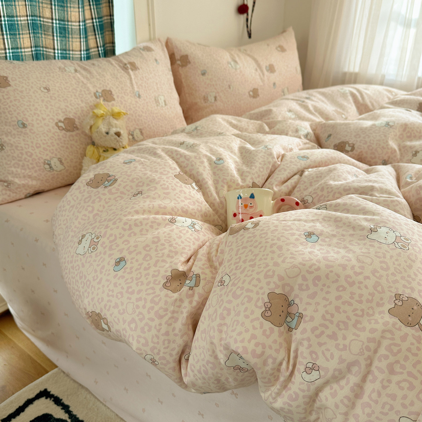 卡通KT猫纯棉床上四件套100全棉被套可爱儿童床品宿舍床单三件套4,淘宝优惠券,粉丝福利购,淘宝优惠卷