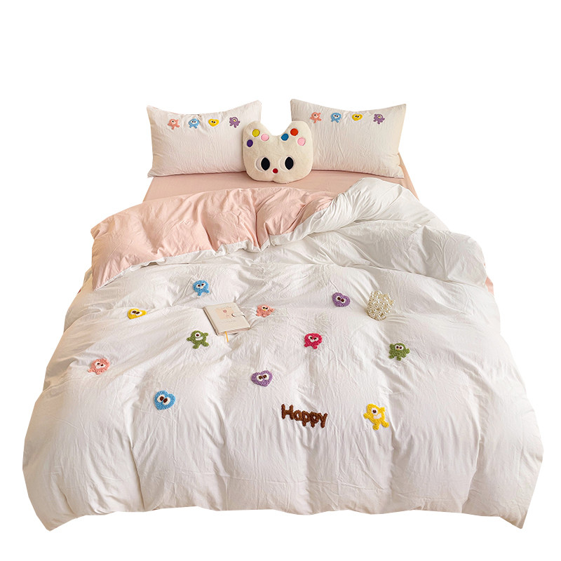 卡通床品四件套水洗棉新款2025床单被套被罩大学生宿舍床上三件套