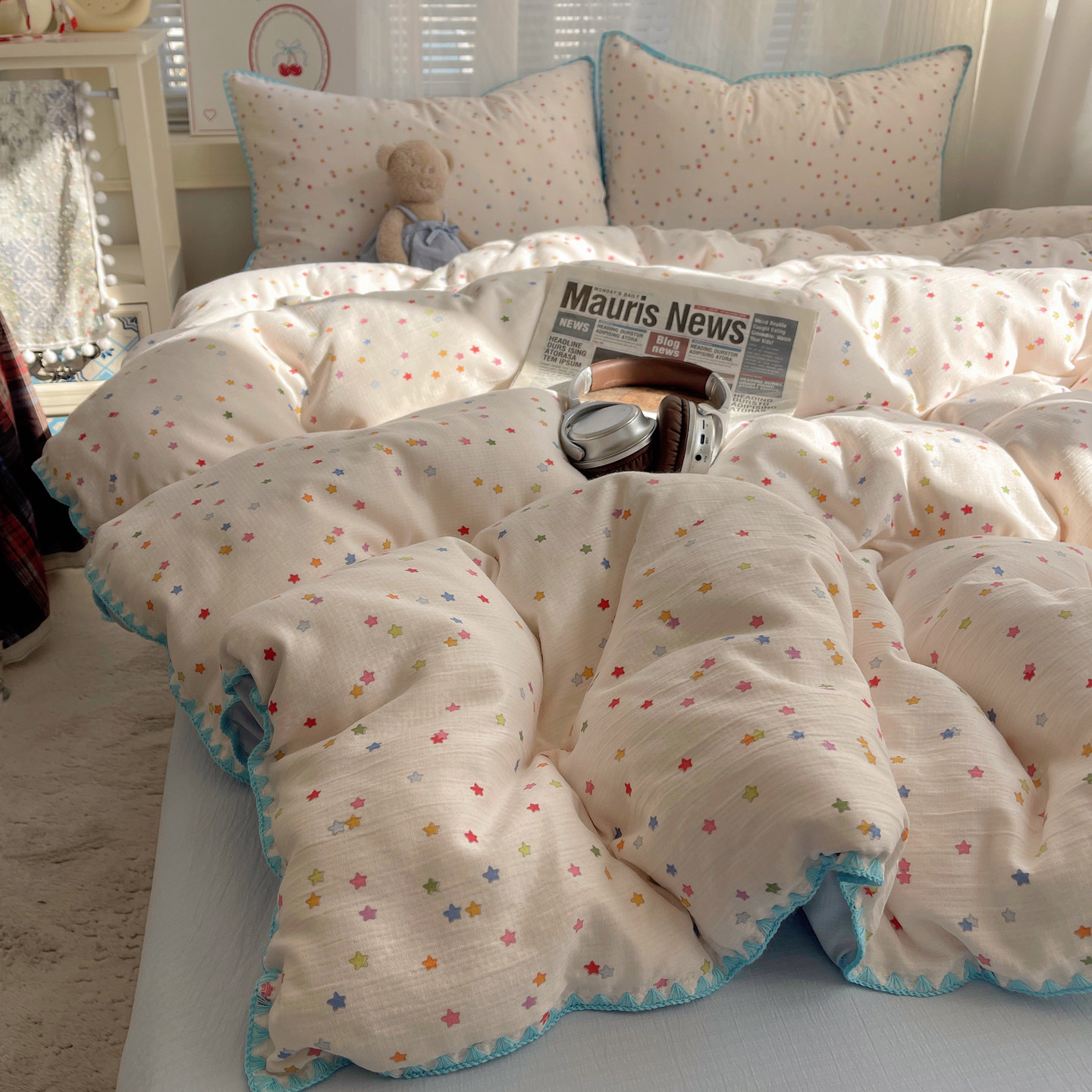 ins贝壳边床上四件套纯棉全棉2026新款床单被套大学生宿舍三件套4