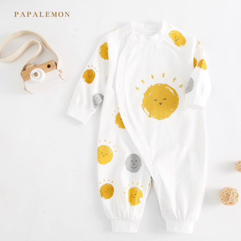 新生外出连体衣服潮可爱ins哈衣 papalemon母婴连身衣/爬服/哈衣
