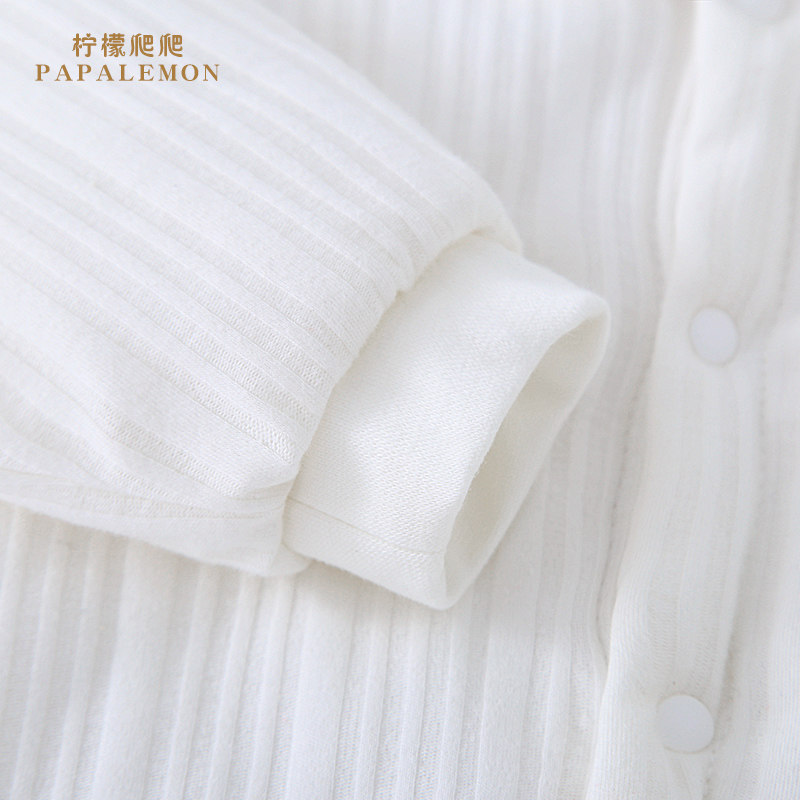 男女宝宝前开婴儿夹棉衣服秋冬哈衣 papalemon母婴连身衣/爬服/哈衣