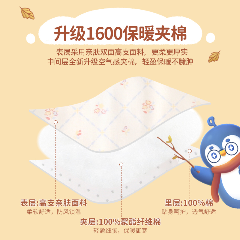 柠檬爬爬婴儿夹棉保暖连体衣冬季初生宝宝衣服新生儿哈衣爬服冬装