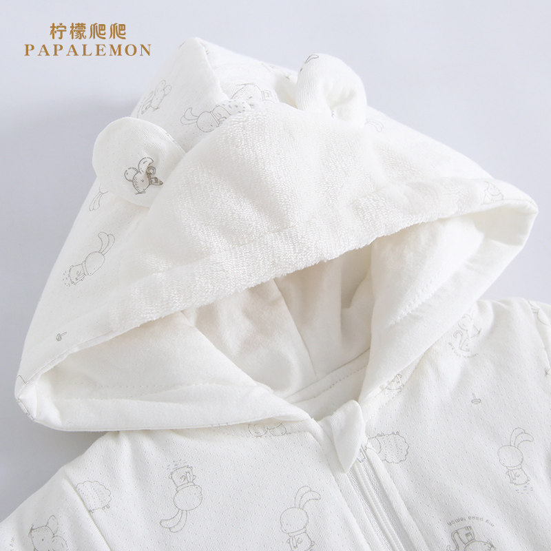 宝宝秋季夹棉连帽可爱超萌外出爬服 papalemon母婴连身衣/爬服/哈衣