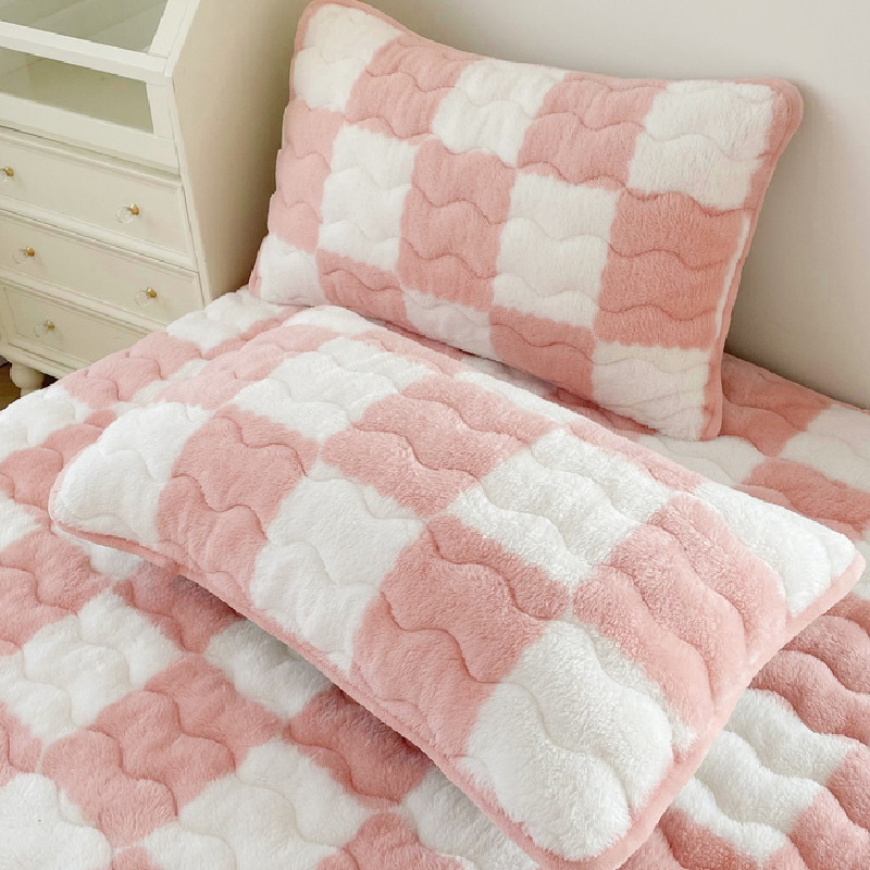 牛奶珊瑚绒枕套一对装棋盘格加厚枕套单个48*74cm枕芯内胆套冬季,淘宝优惠券,粉丝福利购,淘宝优惠卷