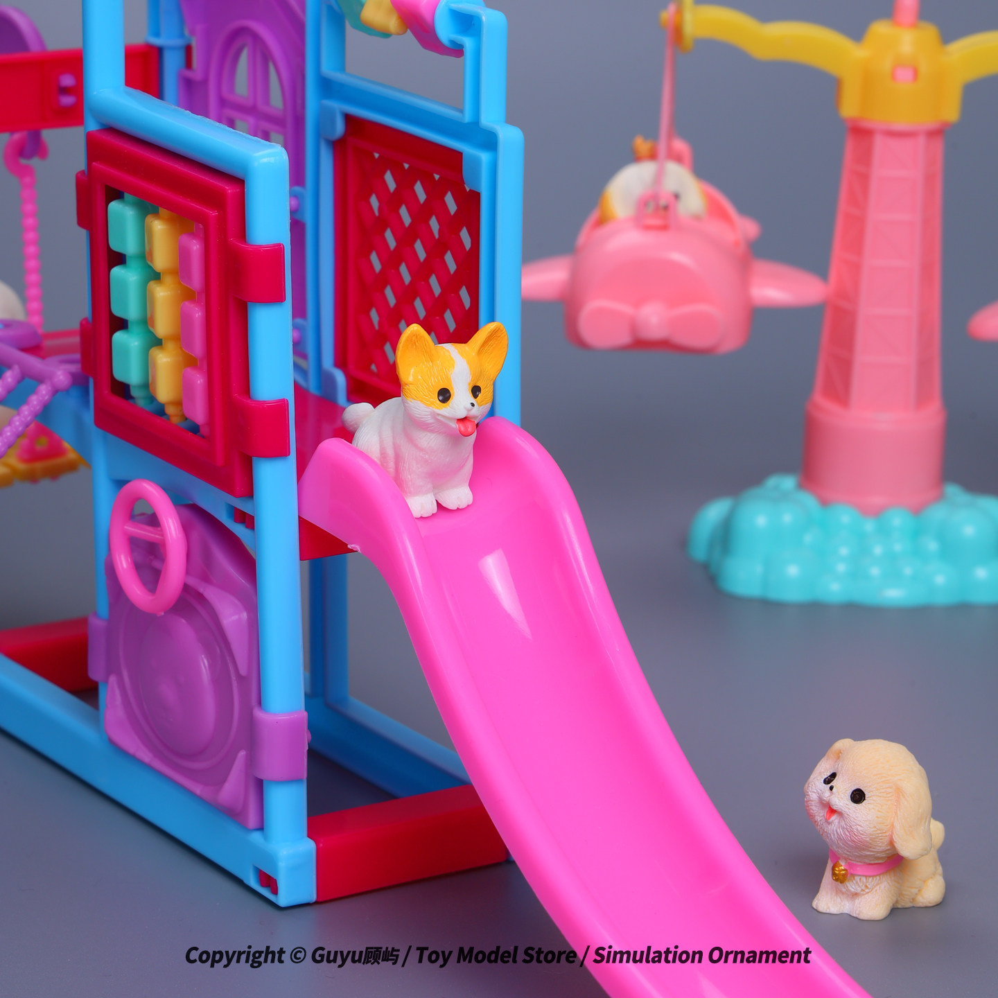 卡通仿真小狗游乐场滑滑梯秋千小飞机游乐设施游乐园模型儿童玩具,淘宝优惠券,粉丝福利购,淘宝优惠卷