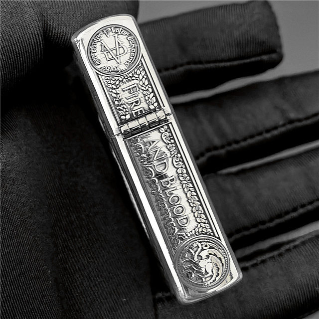 Zippo genuine sterling silver lighter carved gift diy
