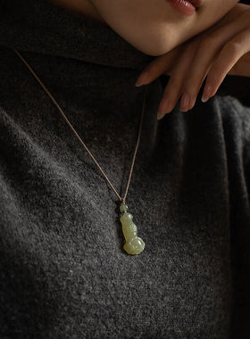 慈潮和田玉如意吊坠女项链挂件玉石牌刻字古法中国风挂饰和田玉如