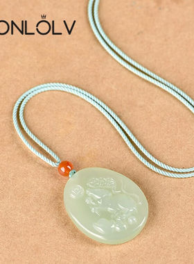 赵氏恒玺和田玉吊坠男女2023新款生肖鼠玉牌项链情侣款生日礼物情