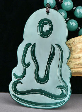 可玉可求翡翠观音吊坠男士冰油绿色度母观音玉吊坠玉石观音菩萨玉